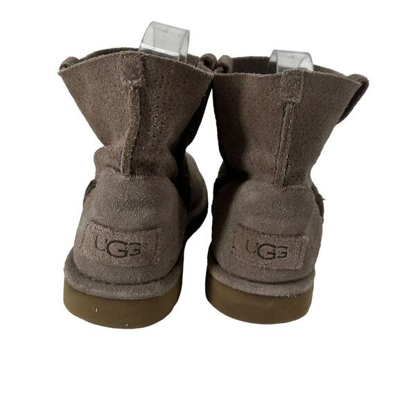 UGG Classic Unlined Mini Boot Gray Perforated Leather Ankle Pull On Shoe Size 6 - Picture 6 of 11